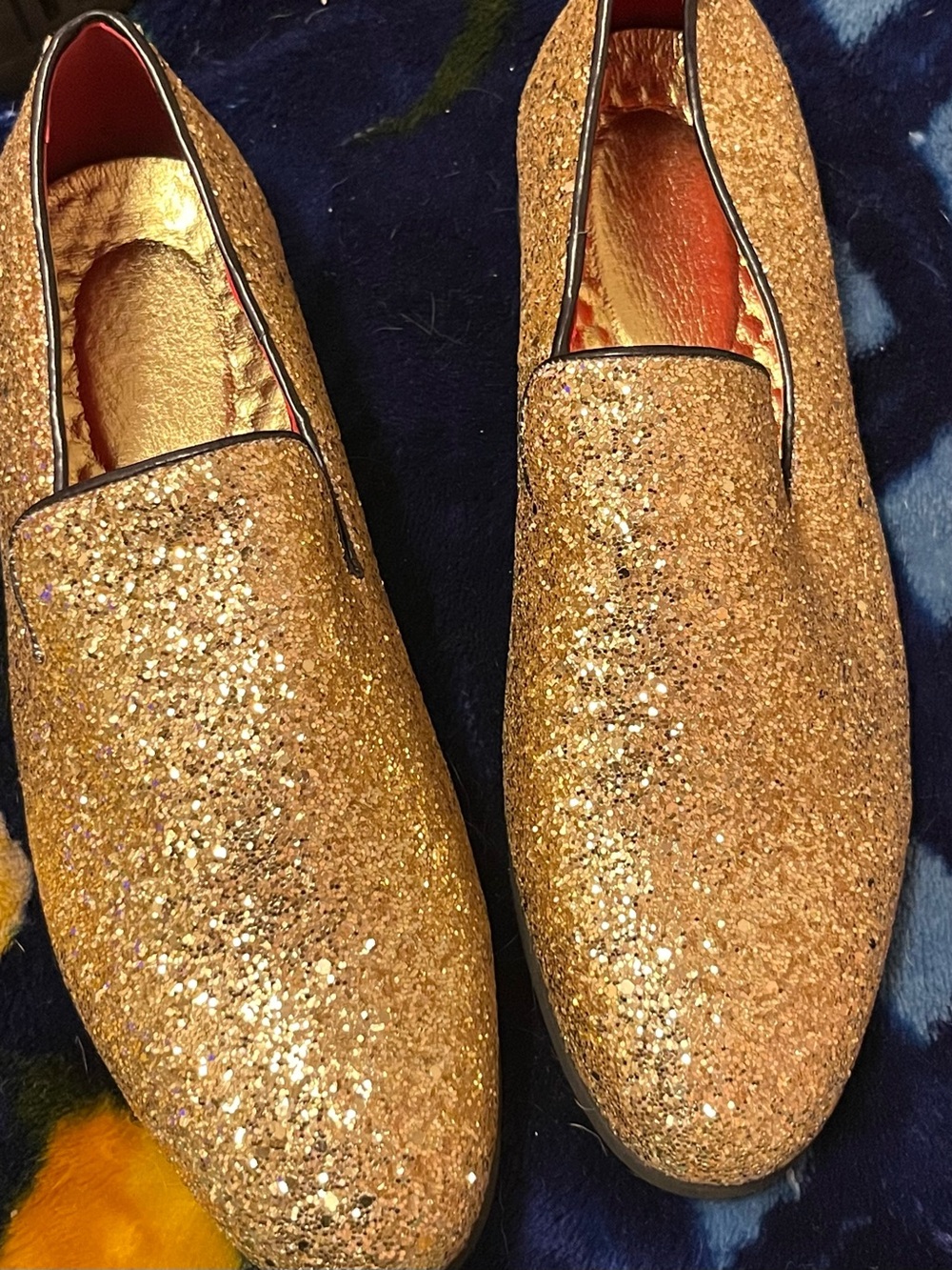Yicasxihe Loafer Metallic-Textured SlipOn Glitter Sequins Wedding Dress Shoe S9